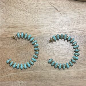 Lele Sadoughi Turquoise Beaded Hoops